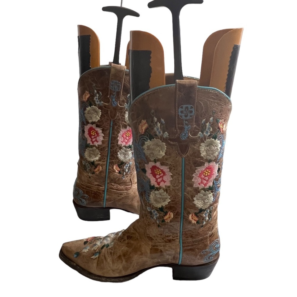 Macie Bean Brown Women’s Rose Garden Square Toe Cowboy Boots - Size 8